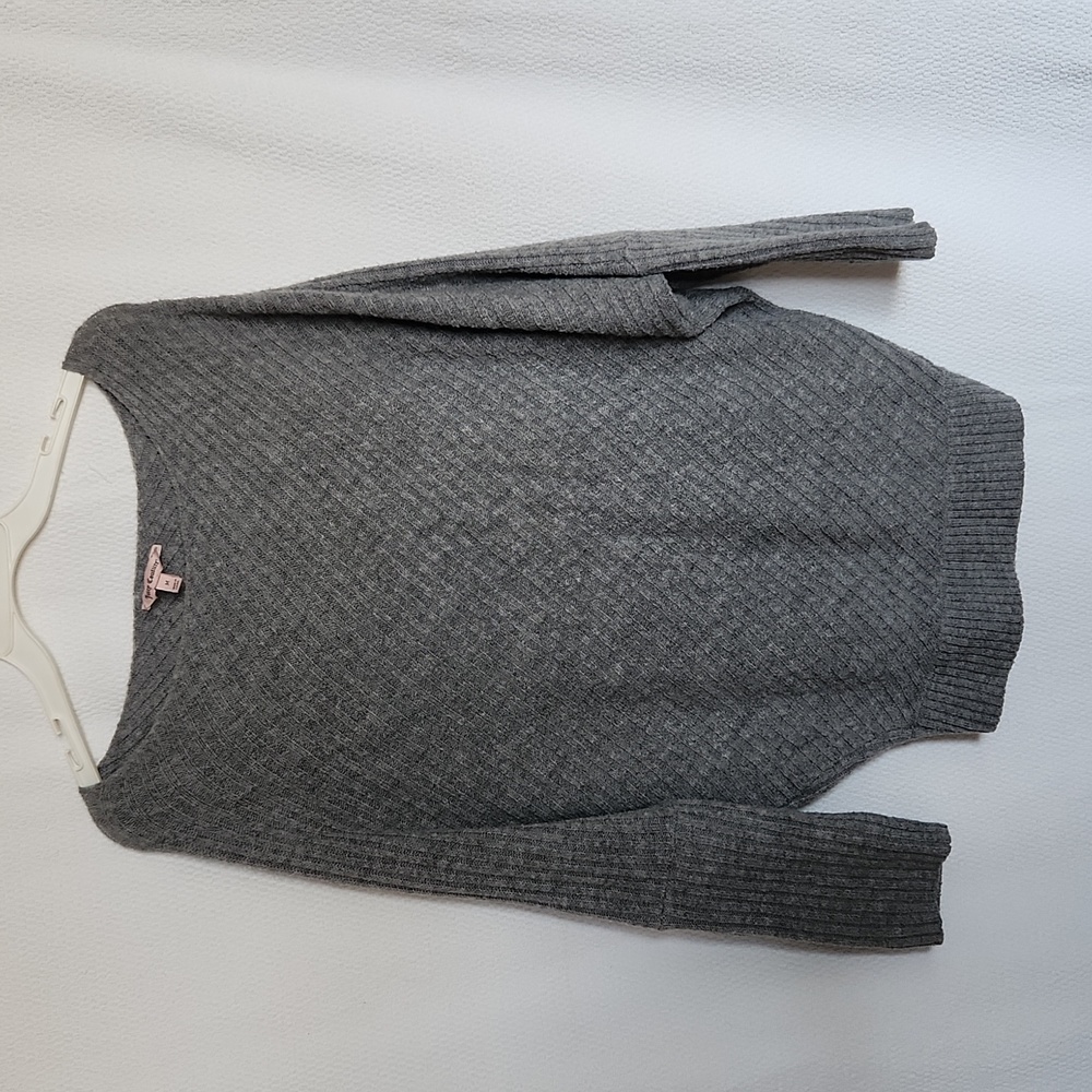 Juicy Couture Heather Gray Asymmetrical Ribbed Cocoon Sweater